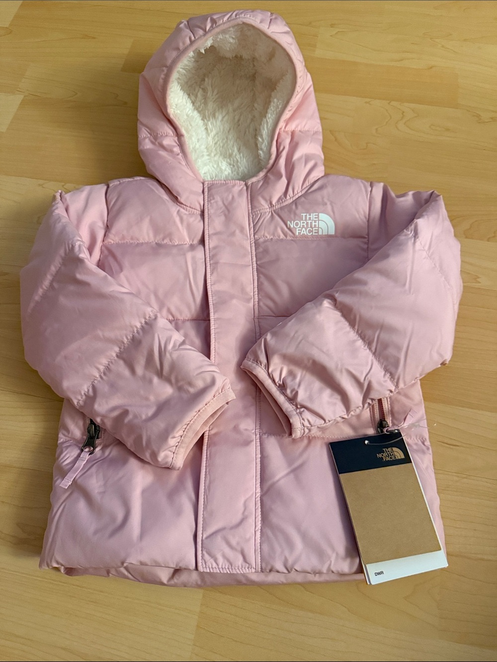 The North Face Girls' Light Pink Hooded Puffer Coat